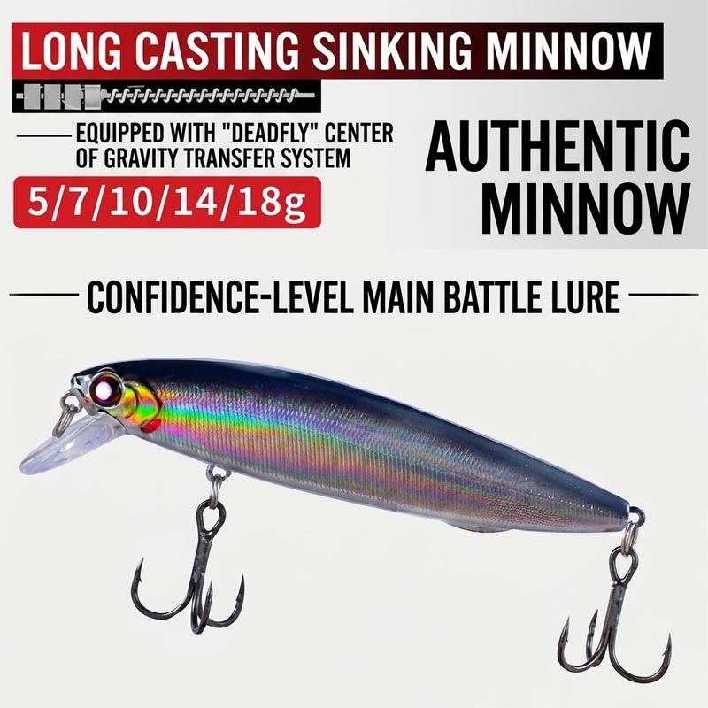 Fishing Lure Jerkbait - เหยื่อตกปลาแบบจมน้ำ, เหยื่อปลอมแบบจมน้ำช้า ตีไกล สำหรับปลาแบส ปลาเทราต์ และปลาวอลอาย,